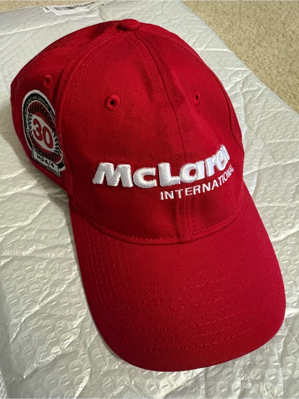 McLaren International Red Embroidered Baseball Cap new authentic 100%